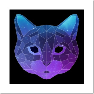 Galaxy Cat Geometric Animal Posters and Art